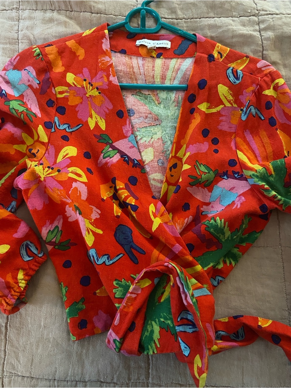Madison d Amelie tropical tie waist top